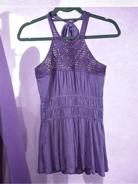Rolla Coster Lavender Purple Crochet-Detail Women's Top